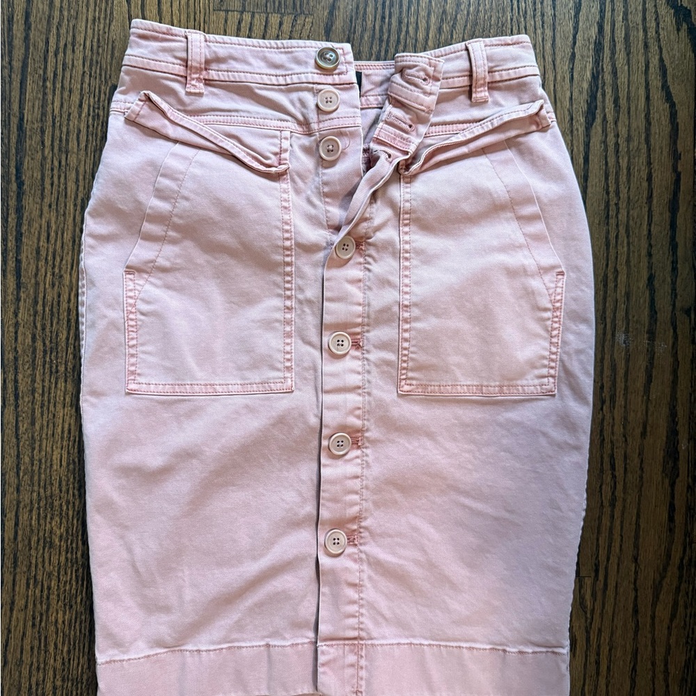 J. Crew Light Pink Button-Down Pencil Skirt